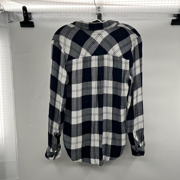 Rails Women's Long Sleeve Button Up Plaid Shirt Navy/White Size Medium - Picture 7 of 9